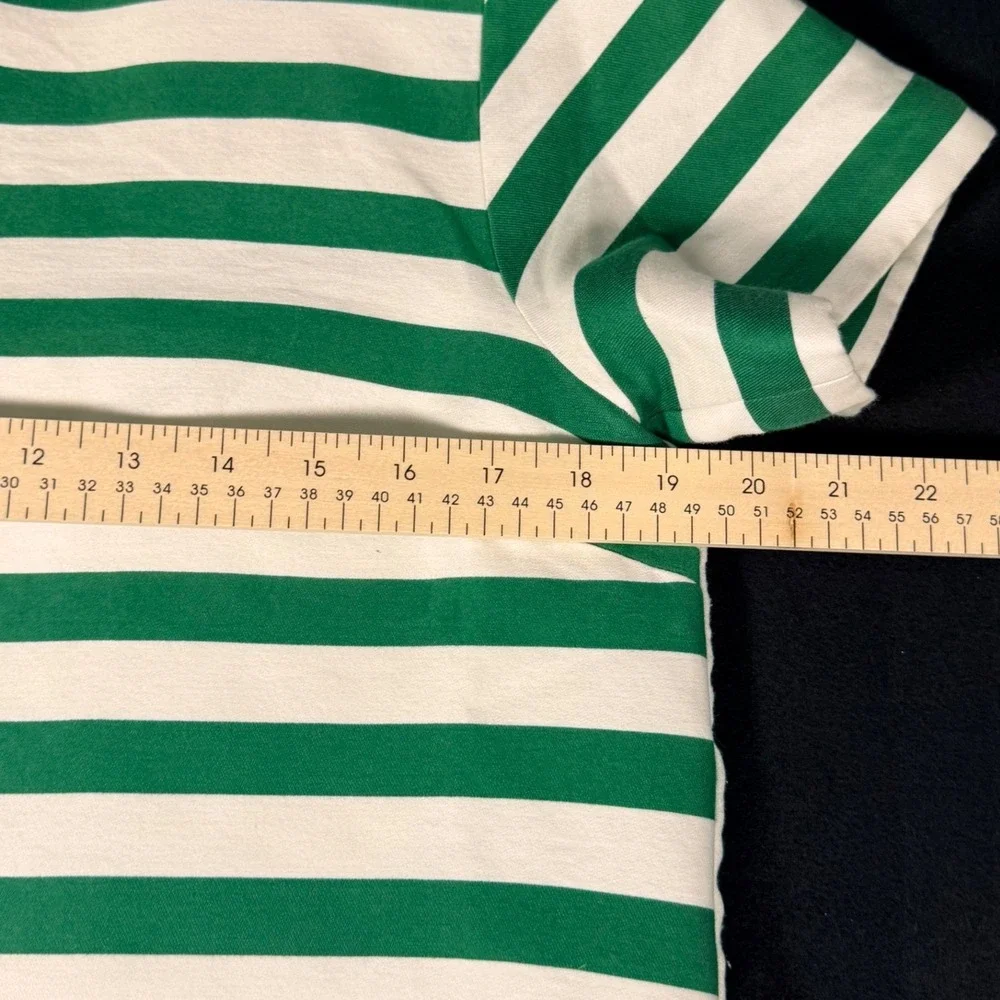 Kate Spade Green White Striped Silk Blend‎ High Low Blouse Top Size 8